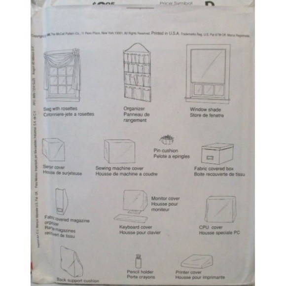 Vintage McCall's 8391 - Window Coverings, Sewing Machine Covers, Pin Cushion - Picture 2 of 2